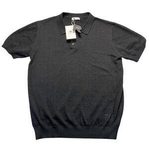 Runcati Mens Knit Polo Shirt Short Sleeve Black Textured XXL NWT